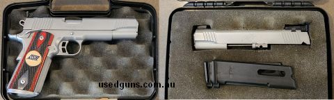 Kimber Team Match II in 9mm and with a Kimber 22lr conversion kit and 2 mags. Condition of handgun is excellent, conversion kit has some wear from use. Both gun
