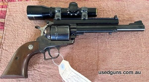 A very good Ruger Super Black Hawk 44 Magnum revolver. This revolver was missing it's original cylinder and has since been replaced and sorted by gunsmith. Has 
