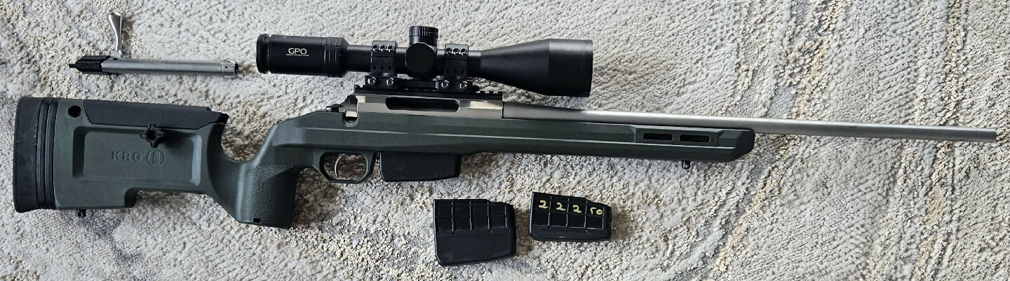 Tikka T3X 22-250, had only about 30 rounds through it, Adjusted trigger, new KRG stock fitted, 2 x 5round mags and 1 x 3 round mag, the rifle is as new conditio