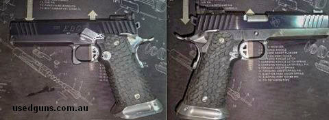 Great shooting handgun, was used as a backup for IPSC Standard Minor shooting. Upgrades include: ASI trigger, DVC Grip with extended mag release, slide stop thu
