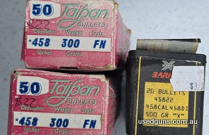Tiapan 300 gr flat nose hollow point x 100 Barnes 500 gr x 20 Includes postage