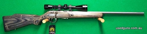 In good condition, other than a couple of scratches on the stock. This is a nice little tack driver. Loves the Hornady 17vmax & CCI A17s. Comes with Leupold 4-1