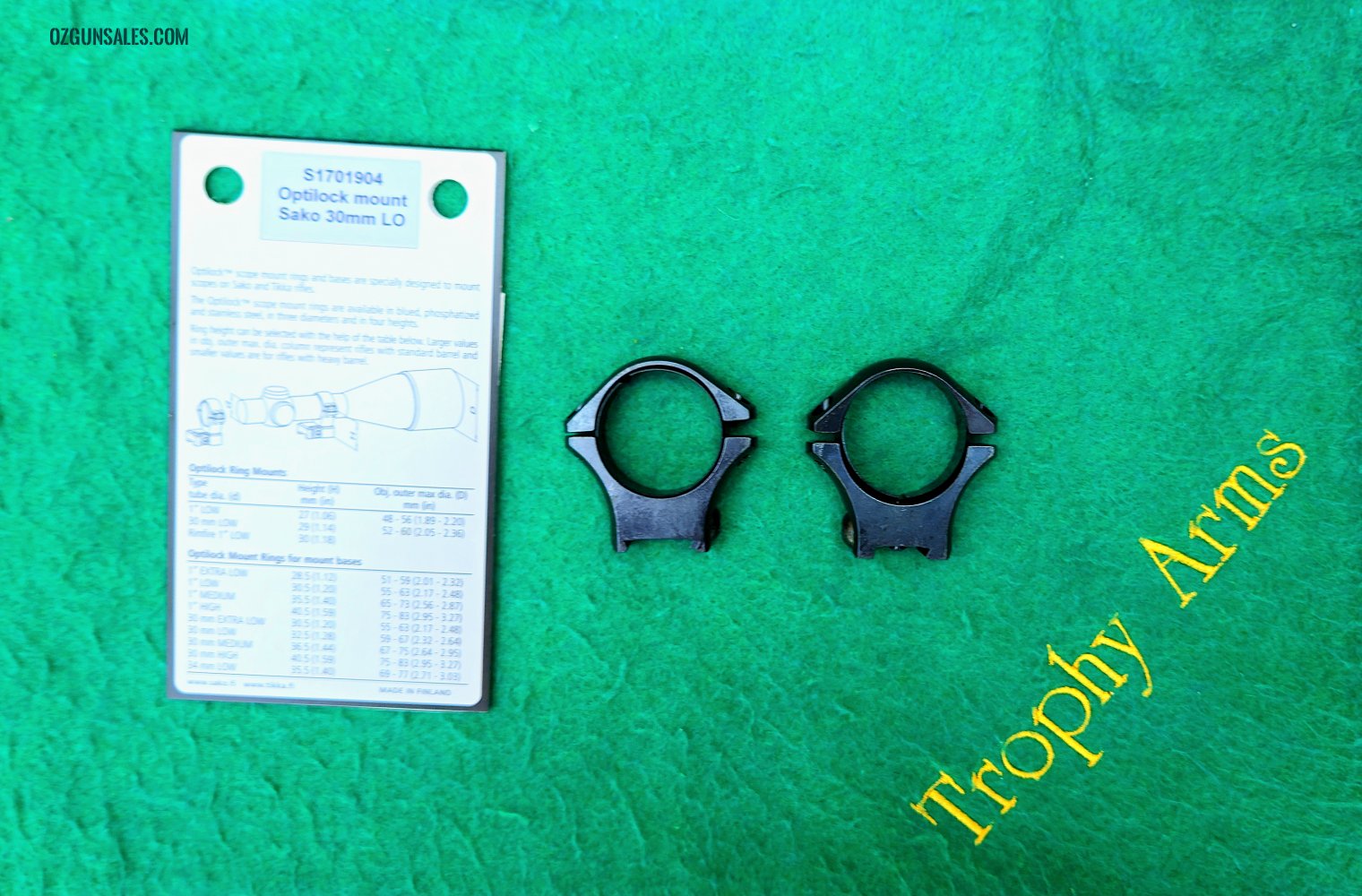 Sako Optilock 30mm Ringmounts Blued LOW