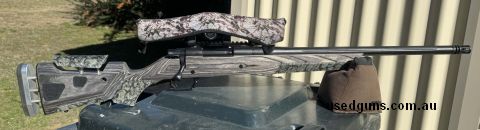 A pretty unique 223 with the Boyds Grey Scull At-One Stock. Threaded fluted varmint barrel and Mamba magazine mod including 2x10 round mags. Will also come with