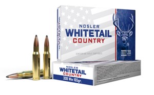 NOSLER
NWA40120
WHITETAIL COUNTRY 
308WIN., 165GR, SP
AMMUNITION

SPECIAL 
$59.90 /PER 20
$269.55 /PER 100
$495 /PER 200