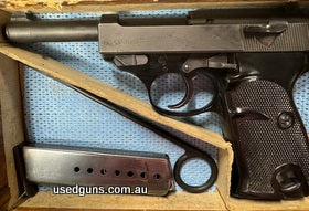 In excellent condition Walther P38, 9mm with 2 magazines, original cardboard box. Price includes postage to nominated dealer apart from Western Australia.