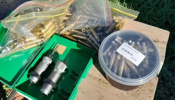 Brand new set of RCBS 223 dies, never used and 250 once fired assorted brand cases, 100 new OSA cases. $225 plus postage.