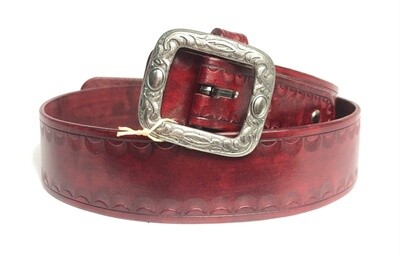 Armadillo Trading Gun Belt Red Tooled