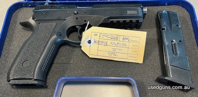 An excellent CZ Model 75 SP-01 Phantom 9mm pistol. Has done little work, estimated at 500 rounds total. Comes with two standard magazines and Smith & Wesson gun