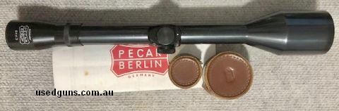 Pecar Berlin 8x43 (Same size as 8x52) scope. Brilliant German optics ideal for low light shooting. Fully serviced with new reticle No8 crosshair. Steel tube inc