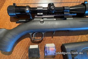 Comes with 2x 10 shot magazines, raised & satandard cheekpiece, open sights & a 20 MOA Picatinny rail. In very good condition apart form one small blemish on th