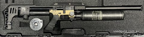 In stock in very limited numbers for immediate delivery. FX Impact MK3 Sniper in 22, 25 and 30 caL. Cased with 700mm sniper barrel. Available in Black or Bronze