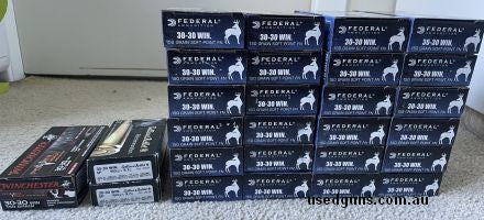 540 rounds of 30-30 ammunition 24 packets of federal 150gr powershock. 2 packets Sellier and Bellot 150gr 1 pack of Winchester power max 150gr Local pickup only