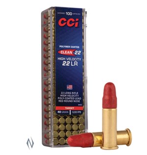CCI
C944CC
CLEAN-22 RED HIGH VELOCITY
22LR, 40GR, 1235 FPS
POLYMER COATED
AMMUNITION

SPECIAL
$18.90 /PER 100
$89 /PER 500
$875 /PER 5000