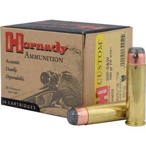HORNADY
H9252
CUSTOM AMMUNITION
500S&W, 500GR FP XTP
$143.95 /PER 20
$647.75 /PER 100