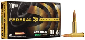 FEDERAL
FGM308M
GOLD MEDAL MATCHKING
308WIN, 168GR, HPBT
AMMUNITION

SPECIAL 
$44.90 /PER 20
$224.50 /PER 100
$435 /PER 200