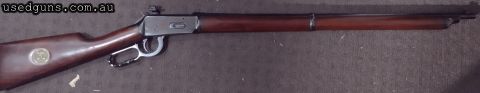 Winchester 1894 Musket Full Wood - no rust, marks on the butt plate and one mark on the stock from storage. Missing rear barrel mounted sights and has had a rea