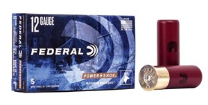 FEDERAL
FF1274B
POWER SHOK 
12 GAUGE, 27 PELLET, 4 BUCKSHOT
1325 FPS 
AMMUNITION

SPECIAL
$9.50 /PER 5
$95 /PER 50
$459 /PER 250