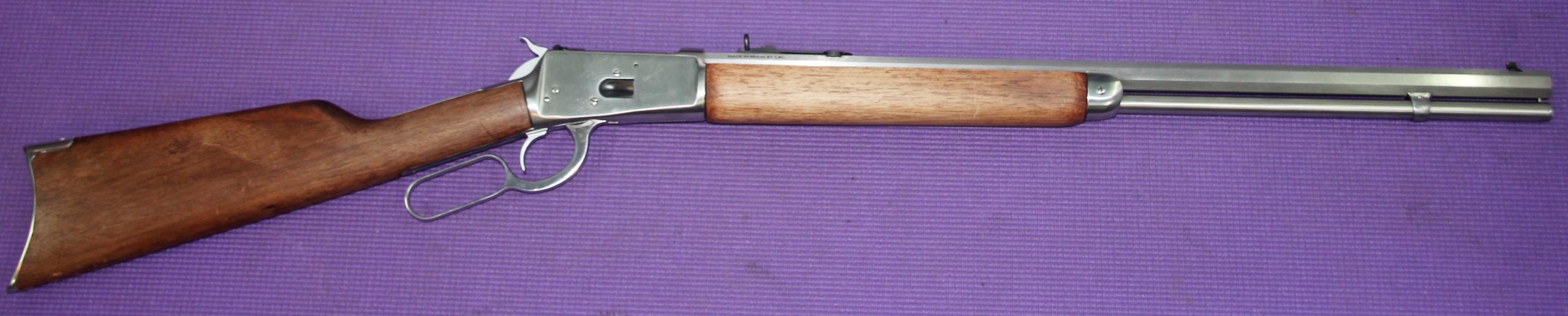 Stock Number 14093. Attractive Rossi model 92 lever action in.38/ 357 cal. Features stainless hexagonal barrel and action.
