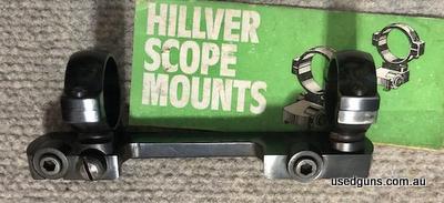 Hillver Sako L461 short action rifle bridge mount 1 inch. Quality blued steel windage adjustable mount to suit calibers action 17 / 222 / 223. Phone 0429849007.