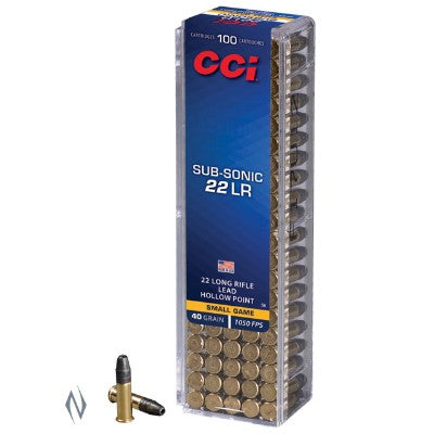 CCI 22LR SUBSONIC 40GR HP 100 PK 1050FPS C56