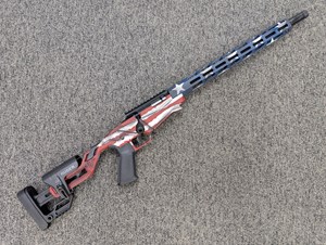 RUGER
RPR22LR10USA
RIMFIRE PRECISION
AMERICAN FLAG LIMITED EDITION
22LR
10 SHOT
18 INCH BARREL
THREADED MUZZLE 
RUGER TACTICAL ADJUSTABLE STOCK
AMERICAN FLAG CERAKOTED FINISH
TACTICAL BOLT HANDLE
PIC RAIL

NEW $1195