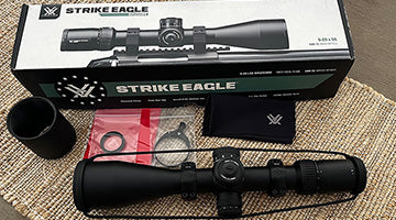 Vortex Strike Eagle 5-25x56 MRAD, comes with Arken Halo 34mm low rings. It will fit most rifles with a pic rail. Comes with all accessories: Throw lever, zero s