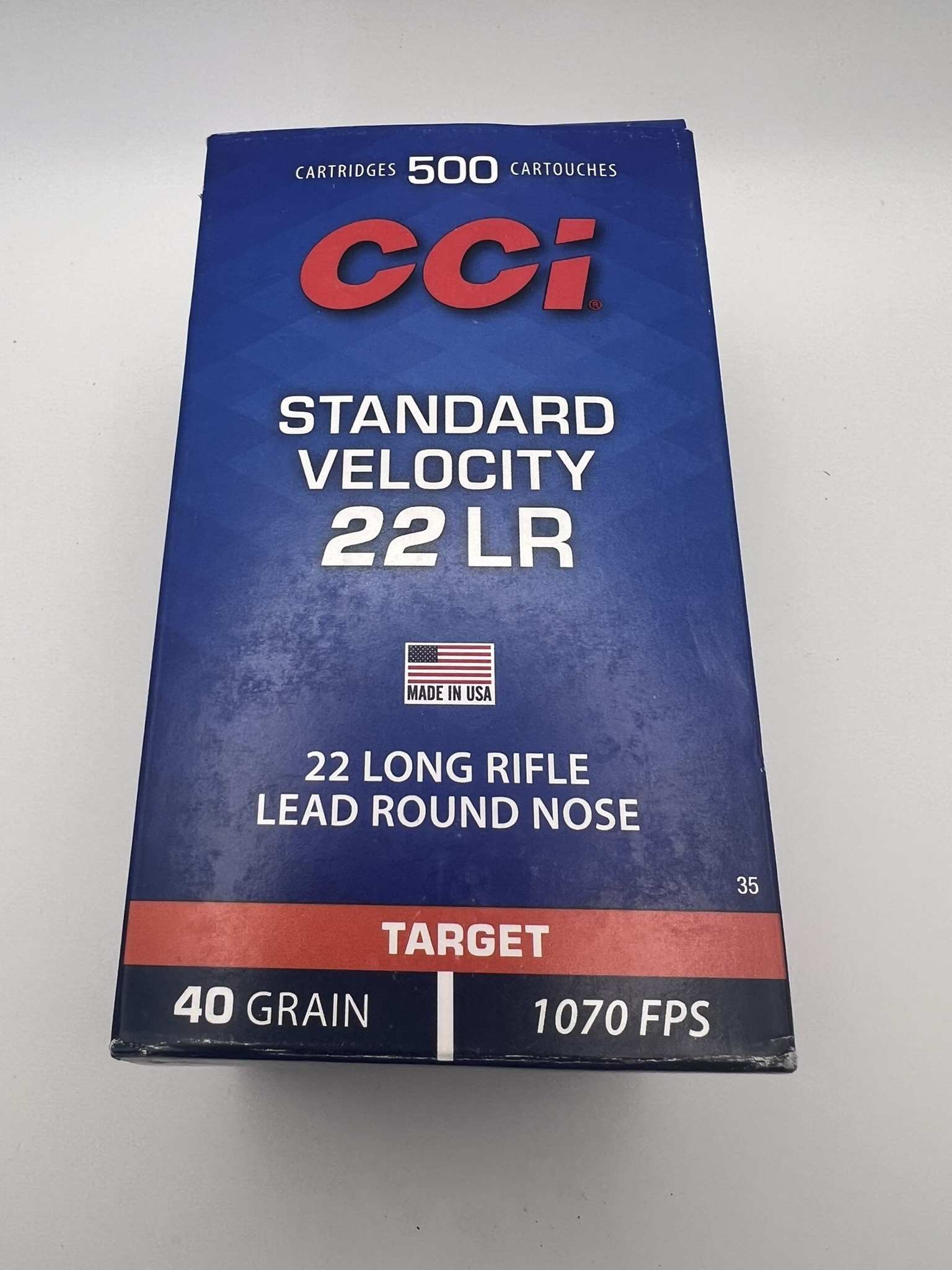 CCI Standard Velocity 22LR Lead Round Nose 40G Box of 500