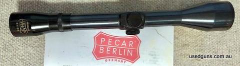 Pecar Berlin 6x59 scope (same as 6x45). Brilliant German optics service checked ready to use on any rifle. Has steel tube with No 14 reticle. Phone 0429849007. 