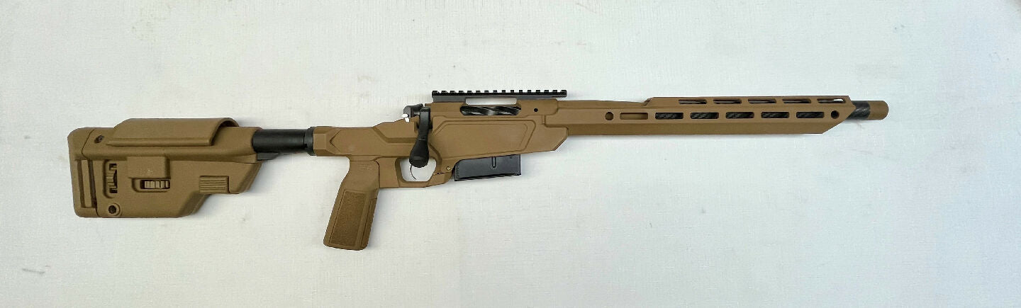 The Heatseeker! With a .75MOA guarantee from its 16.5" carbon wrapped threaded barrel, fitted to Springfield's own EDM cut action and bolted in to a Sharps Brot