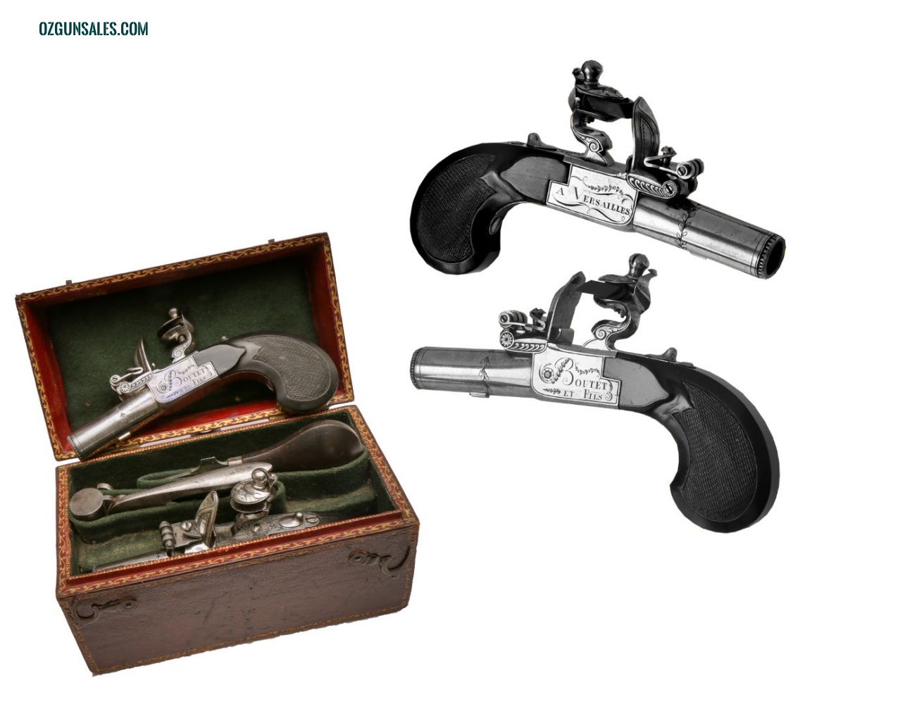 Very rare upright casini of Boutet pocket pistols