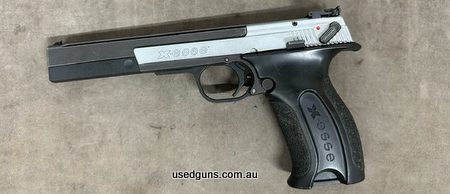 The X-esse target pistol features a steel frame, click adjustable rear sight. Made in Germany.