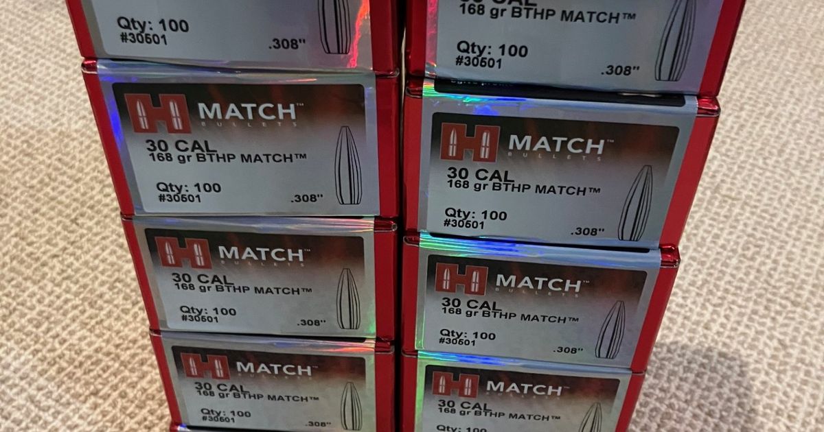 Hornady 30 cal 168gn HPBT match projectiles