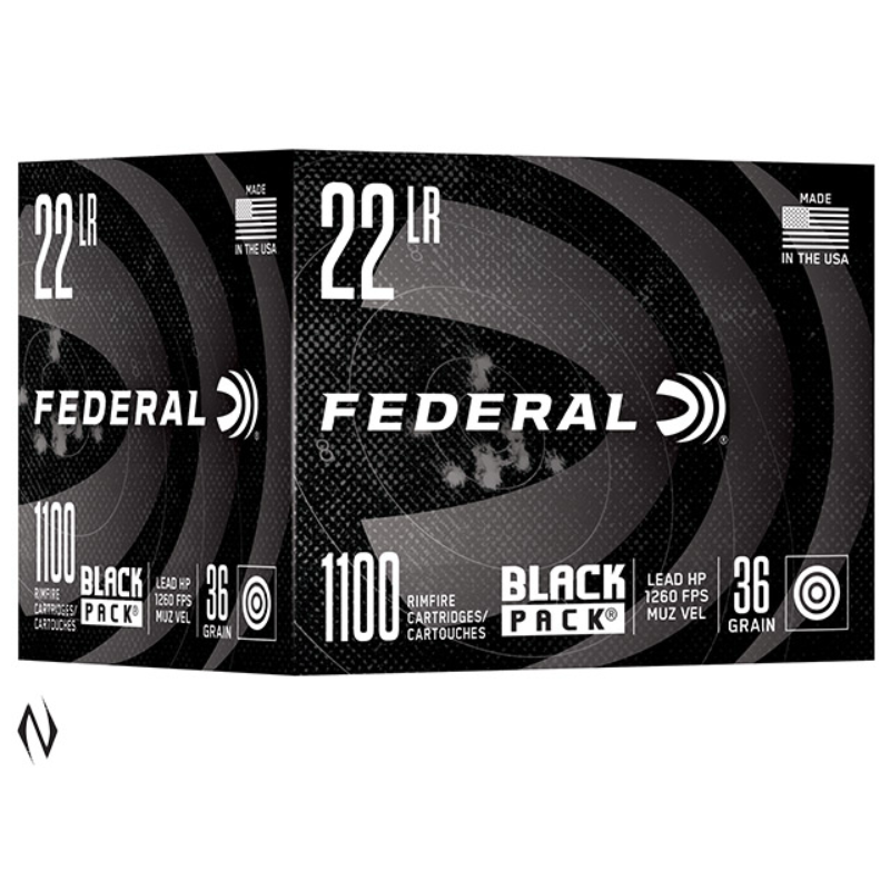 FEDERAL 22LR 36GR LEAD HP BLACK PACK 1100 PK 1260FPS