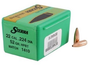 SIERRA
SC1410
MATCHKING 
22CAL, 52GR, HPBT
PROJECTILES

SPECIAL 
$199 /PER 500