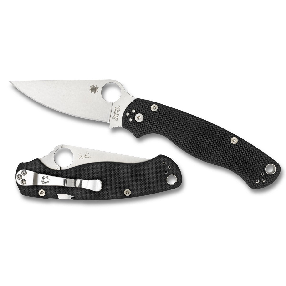 SPYDERCO PARA MILITARY 2 G10 BLACK - PLAIN BLADE