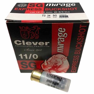 CLEVER MIRAGE
CMT3BUCKSHOT
T3 EXPRESS BUCKSHOT
12 GAUGE, 9 PELLET, 34 GRAM
AMMUNITION

SPECIAL
$32.90 /PER 25
$290 /PER 250