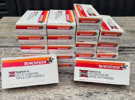 21 packets of Winchester Super X 55gr pointed soft point ammunition. All brand new un-opened packs.