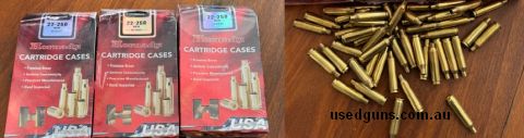 3 boxes of 50 unopened and 47 unfired new brass loose. Price includes post