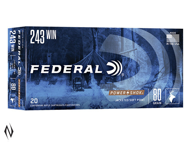 FEDERAL POWER-SHOK .243 80GN SP 20PK F243AS