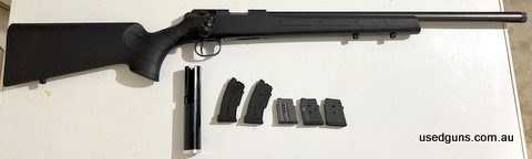 CZ457 22LR 20 inch heavy barrel with MATCH chamber. The barreled action is from a CZ457 MTR but is currently sitting in a CZ synthetic stock. Heaps of extras: T