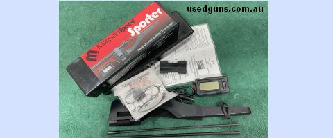 As new Magneto Speed Sporter Chronograph, comes with an XFR adapter to plug into your device plus a fibreglass alignment rod. Comes with all original paper work