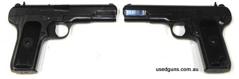 Matching pair of film guns. These are modified to fire blank 9x19 ammunition, would still fire live rounds with the restrictor removed. Suit film armourers or r