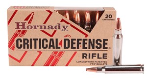 HORNADY
H80270
CRITICAL DEFENSE
223REM 55GR FTX
POLYMER TIP AMMUNITION

$49.90 /PER 20
$224.55 /PER 100
$424.15 /PER 200