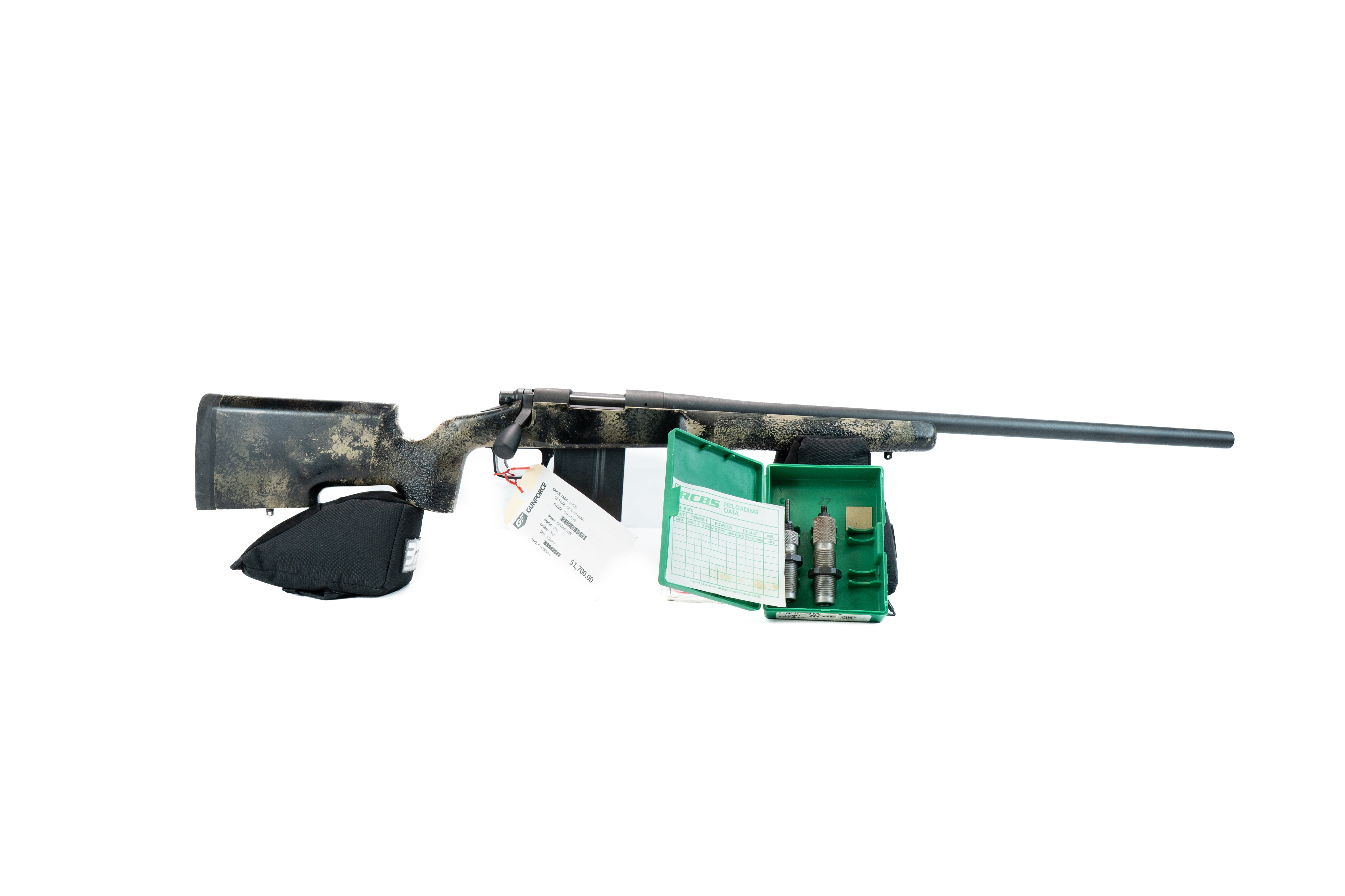 S/H REMINGTON 700 243 WIN BULL BARREL MANNERS STOCK 10RD MAG AND DIES