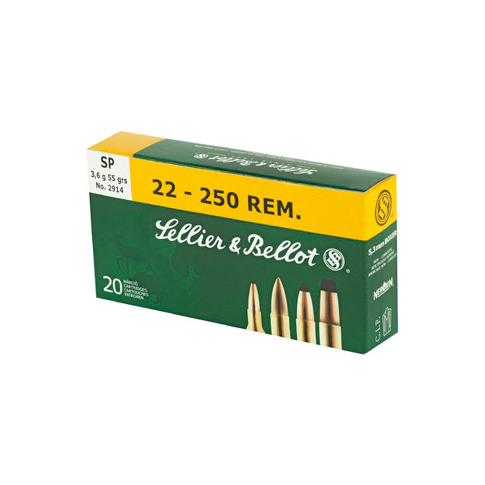 Sellier and Bellot 22-250 Rem 55gr SP 20pk