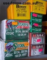 Sierra 30 cal 308 dia 135gr hp count. 500,  Sierra 30cal 308 dia 168gr hpbt count 500 x2,  Sierra 30cal 308dia 165gr hpbt count 100 each x2,  Hornady 30cal 190g