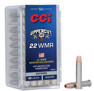 CCI
C22WMRUP
UPPERCUT
22WMR, 40GR, COPPER PLATED HP
1050 FPS
AMMUNITION

$48.90 /PER 50
$415 /PER 500