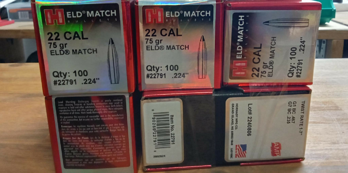 Hornady 22 cal 75gr $45 (1box Qty100 ) Postage included. 6 Boxes available