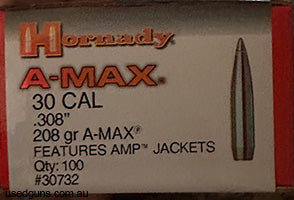 295 hornady 30 cal 208 gr Amax projectiles surplus to needs. Price includes postage email only